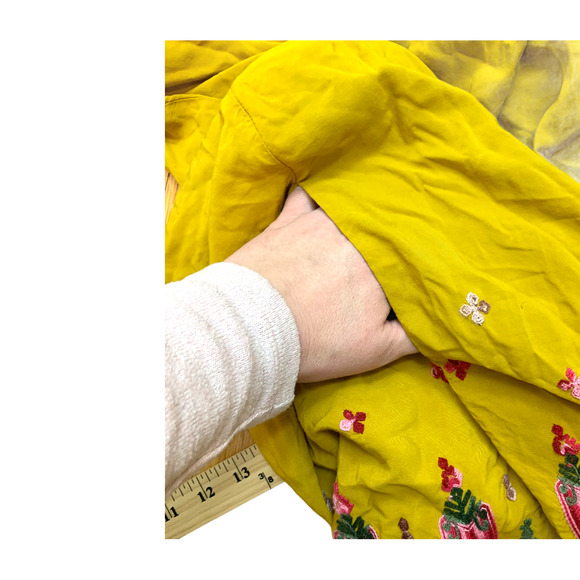 Anthropologie Floreat Raella Mustard Tunic Dress L - Picture 8 of 12